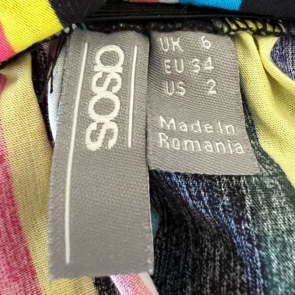 Asos women’s multicolor striped Cotton sleeveless peplum deep v neck top size 2 - Picture 6 of 7